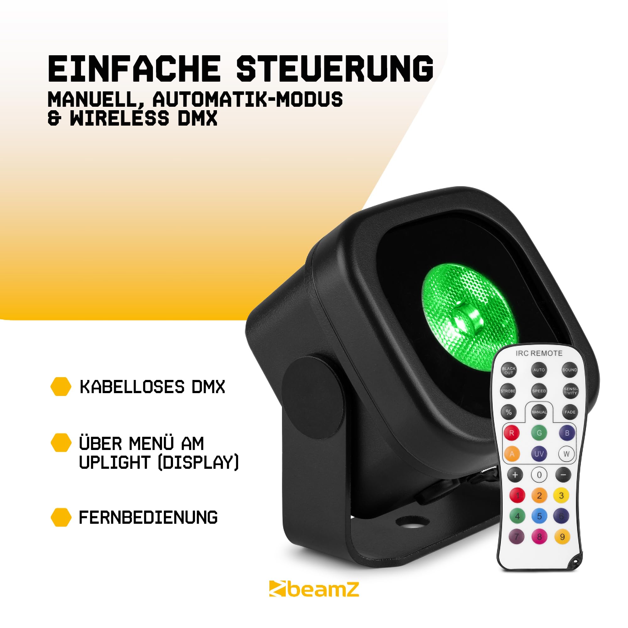 BeamZ BBP12 Akku Uplight Spot 8er Set - 12 Watt LED Par Strahler Outdoor, 13h Akkulaufzeit, IP65, Magnet Clip, Bühnenbeleuchtung, Dimmer, Stroboskop, DMX & Automodi, Bühnenlicht inkl. Fernbedienung