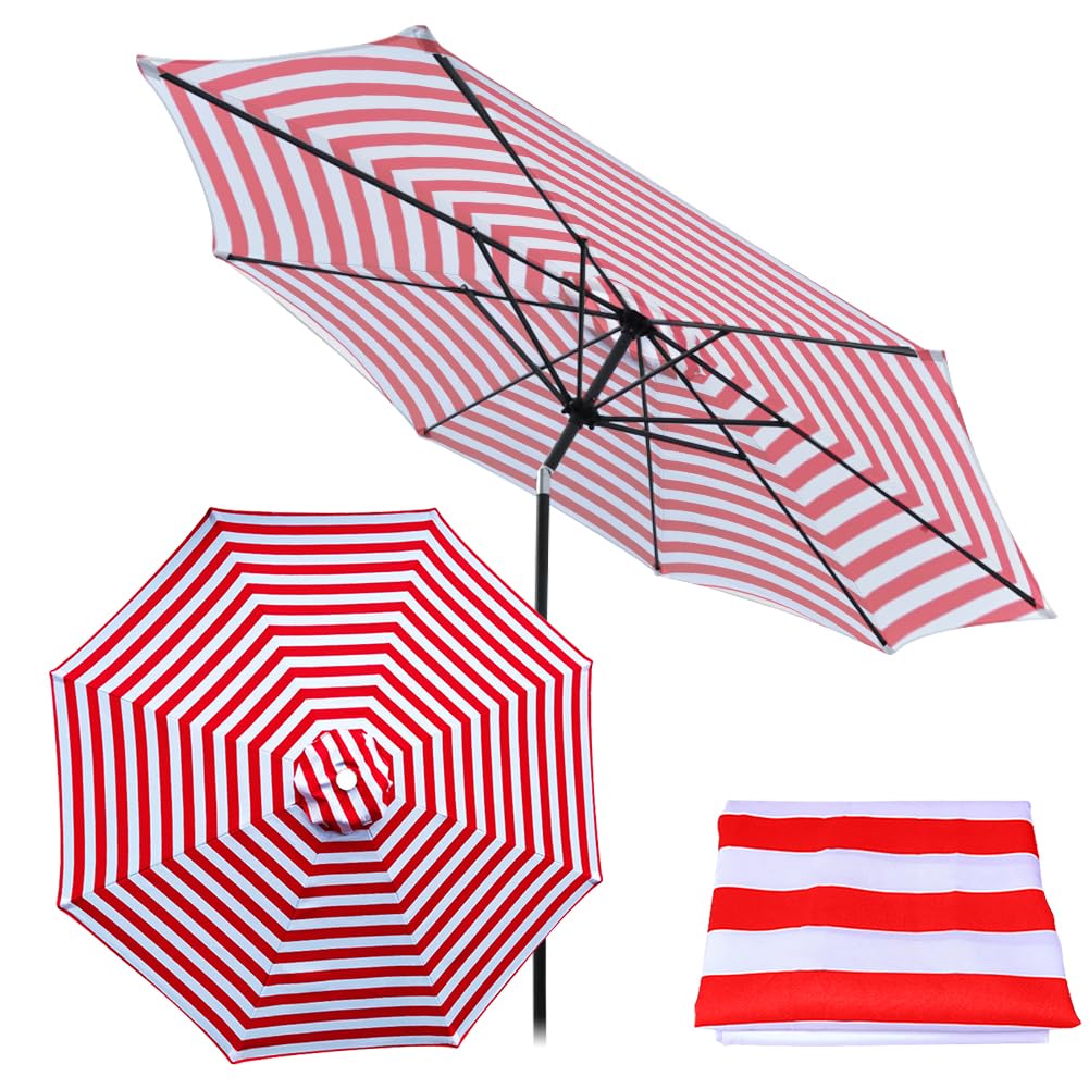 Funda de repuesto para sombrilla de 300 cm, 8 costillas, resistente al agua, protección UV, toldo de repuesto para sombrilla, toldo para mesa de mercado al aire libre, tela de repuesto, sin soporte