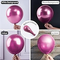 Vista 4 de PartyWoo - Globos metálicos rosa fuerte, 100 globos de diferentes tamaños de 18, 12, 10, 5 pulgadas, kit de arco de globos rosa oscuro, magenta