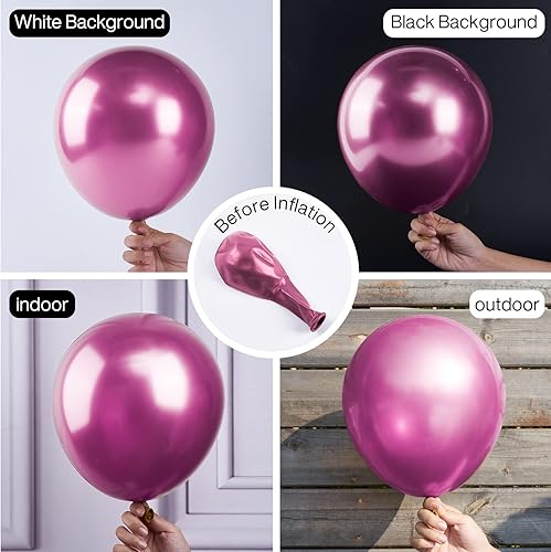 Miniatura 4 de PartyWoo - Globos metálicos rosa fuerte, 100 globos de diferentes tamaños de 18, 12, 10, 5 pulgadas, kit de arco de globos rosa oscuro, magenta