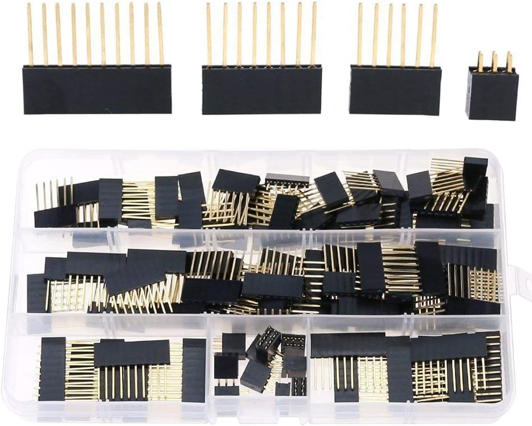 Hilitchi 110pcs 6/8 / 10 / Double Row 3-Pins 2.54mm Stackable Shield Header Assortment Kit