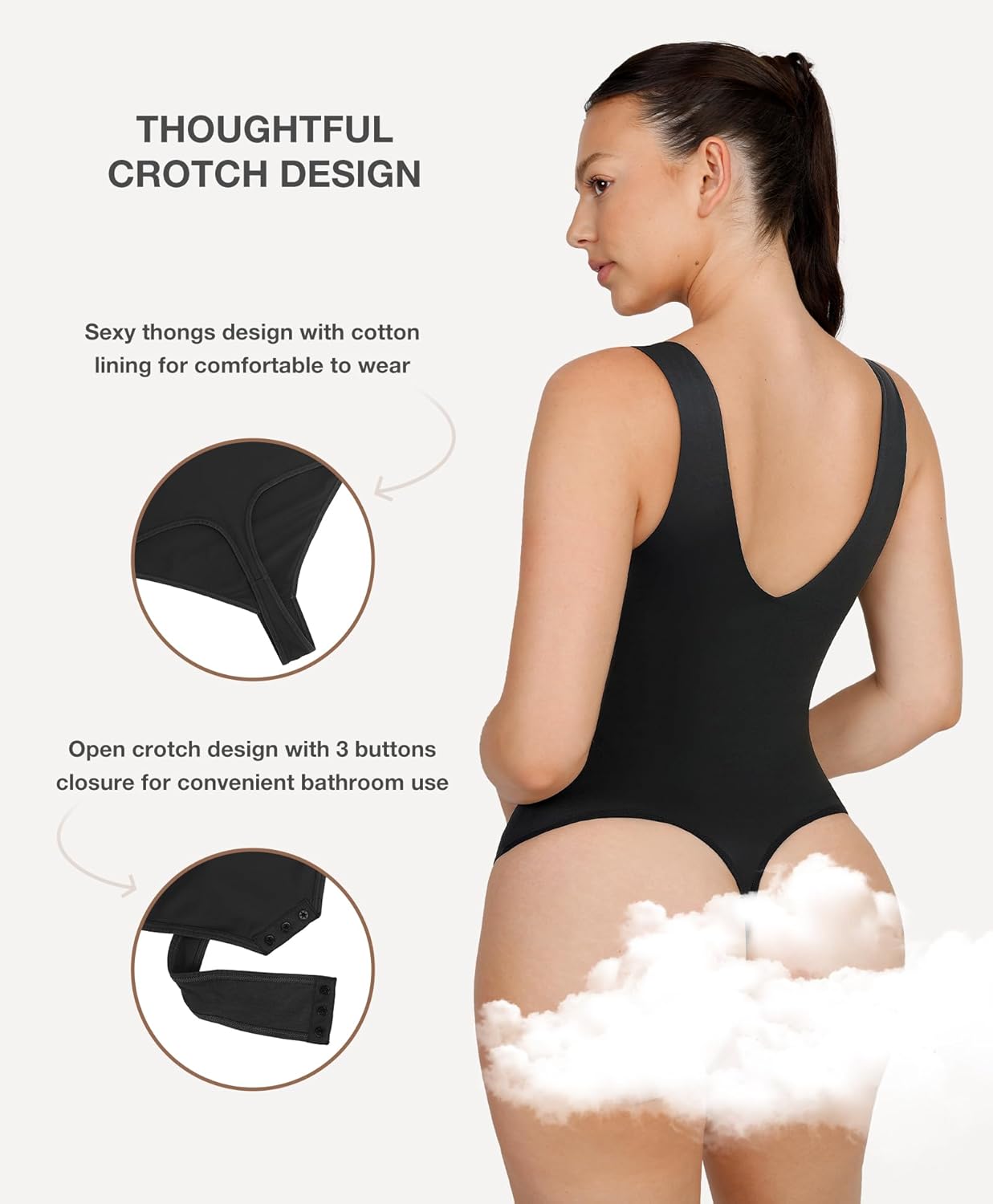 Lover-Beauty Bodysuits for Women Tummy Control Shapewear Plunge Deep V Neck Tank Tops and Thongs Body Shaper - Image 3