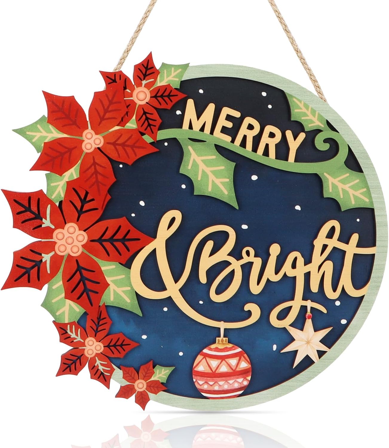 CHDITB Christmas Decoration Merry & Bright Door Sign(11.4