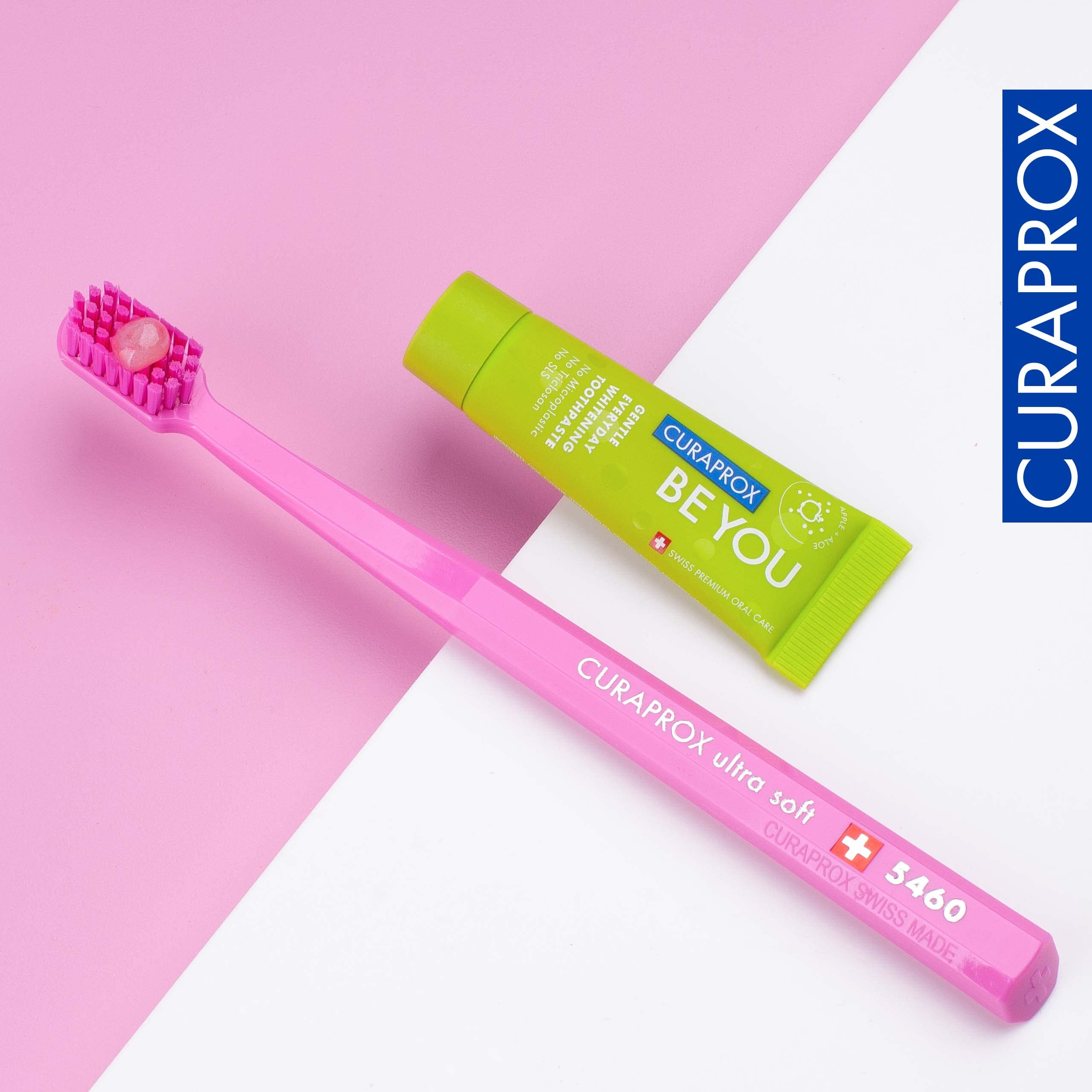 Curaprox Be You dentifricio Taster Pack-Set di 6x10 ml Sapori audaci/Delicato sbiancamento con enzimi e alito fresco/Include CS 5460 Ultra morbido spazzolino da denti | Made in Switzerland