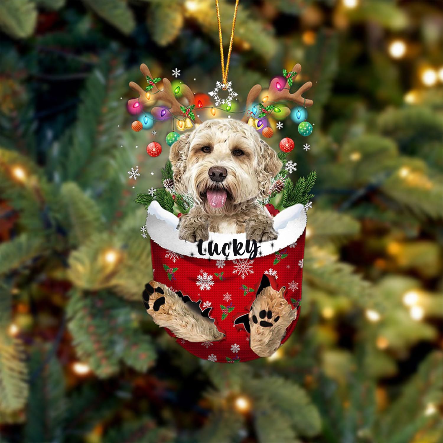 Goldendoodle 1 Dog Christmas Ornament, Dog Lovers Gift Idea Xmas Decor, Personalized Christmas Ornament, Custom Pet Photo Holiday Decoration, Pet
