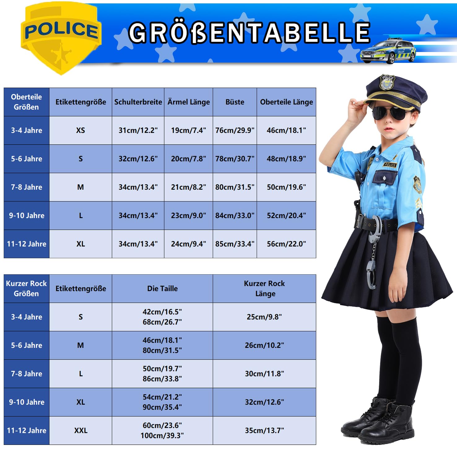 Costume da polizia, da ragazza, per bambini, da polizia, per carnevale, cosplay, abbigliamento