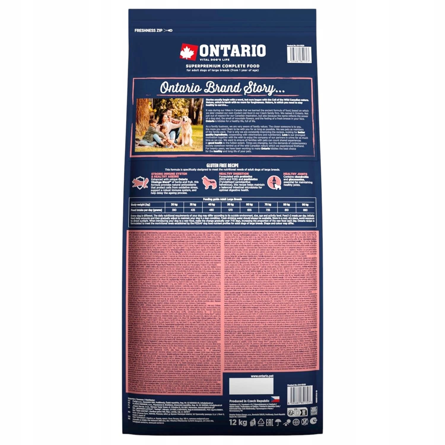 ONTARIO ADULT LARGE LAMB&BROWN RICE 12KG