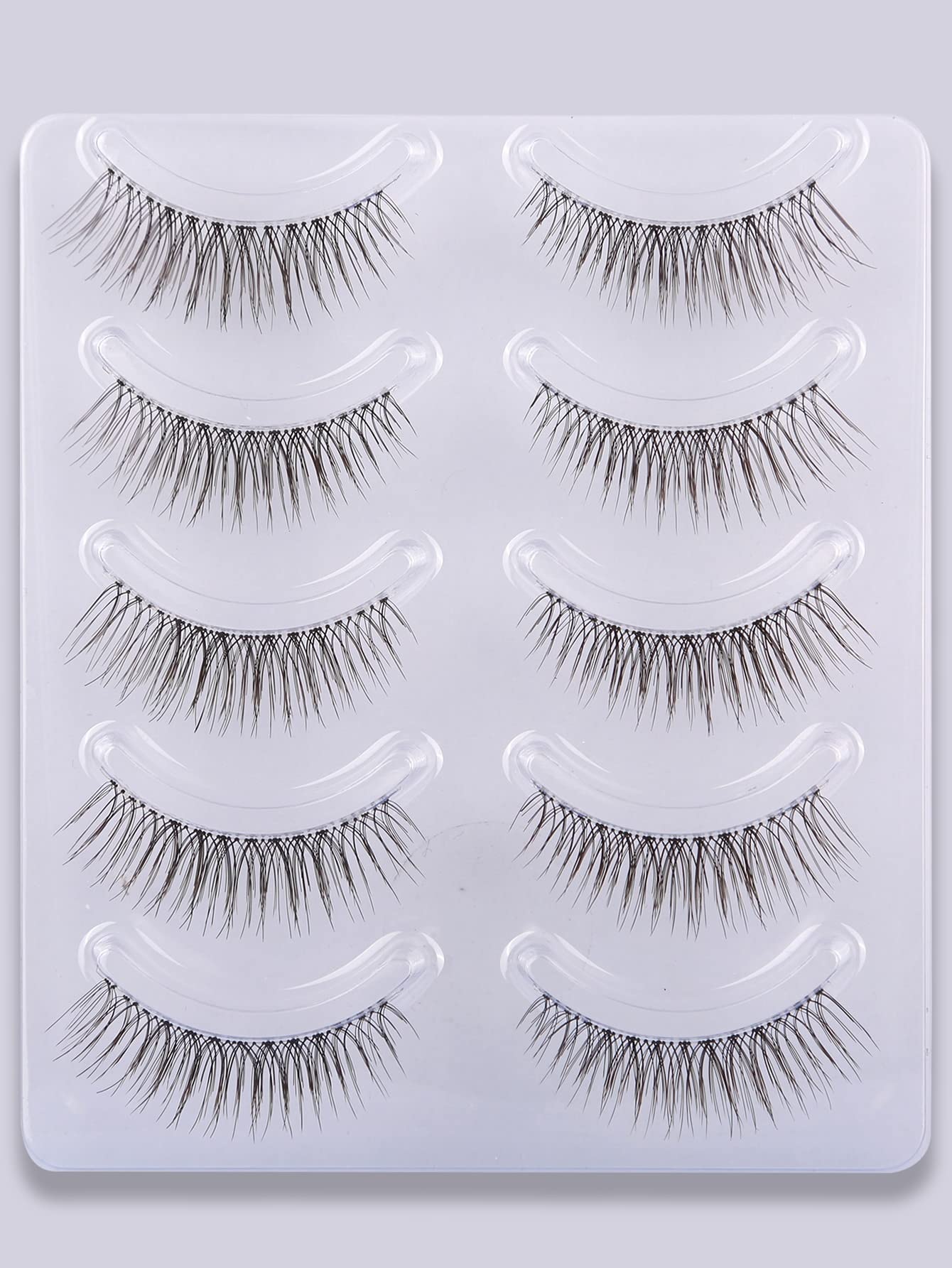 GMAGICTOBO Natural False Eyelashes Short Clear Band Lashes Pack Wispy Lashes Light Volume Soft Strip Fake Eyelashes 5 Pairs Multipack