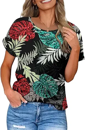 KISSMODA Summer Short Sleeve T Shirt Loose Fit Casual Dressy Women Top 2025 Trendy Ladies Fashion Blouses(S-3XL)