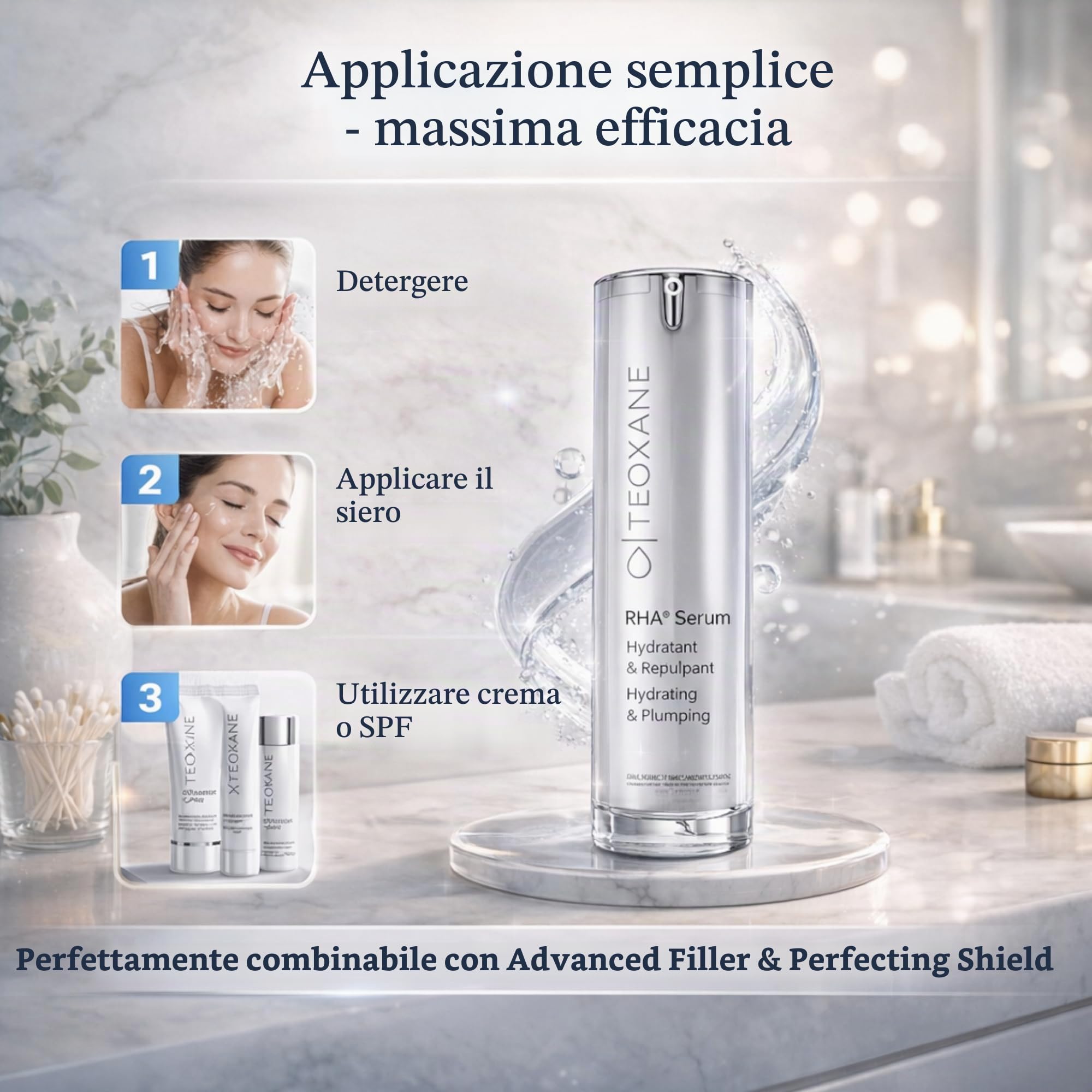 TEOXANE RHA Siero – hyaluron siero altamente concentrato | siero anti-invecchiamento con acido ialuronico | siero viso anti invecchiamento per la massima umidità | effetto filler hyaluron & rughe