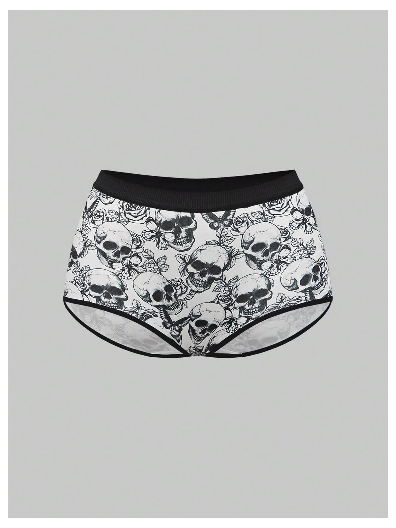 WDIRARA Women's 5 Pack Goth Graphic Panties Boyshorts Mid Rise Shorts Briefs Boxer: Small Multicolor