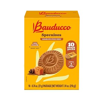 Bauducco Speculoos Cookies Crunchy Caramelized Spiced Cookies, 0.74 oz Individually Wrapped Pack of 10