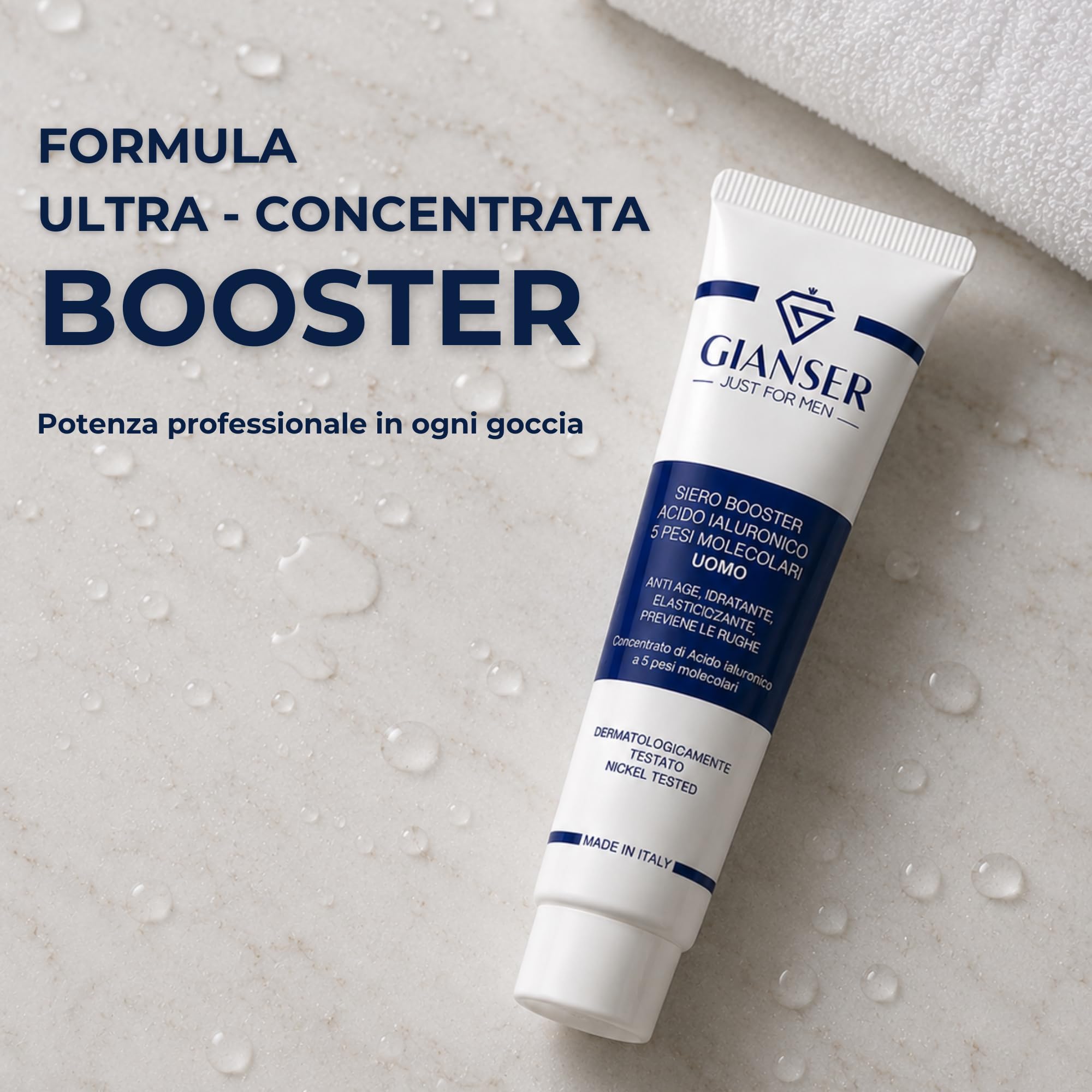 Sérum Facial Hombre con Ácido Hialurónico Puro – Booster Efecto Lifting Antiarrugas e Hidratante – Cuidado Facial Masculino 20 ml