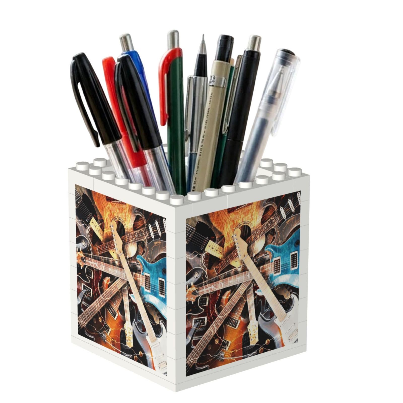 Poadnly Electric Guitar, Pen Pot Pencil Holder for Office Home School, Compact Desk Organiser for Office Stationery