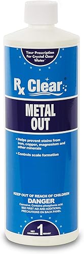 Rx Clear Metal Out Evita manchas, decoloración y acumulación de incrustaciones en las superficies Minerales complejos de quelatos de piscinas