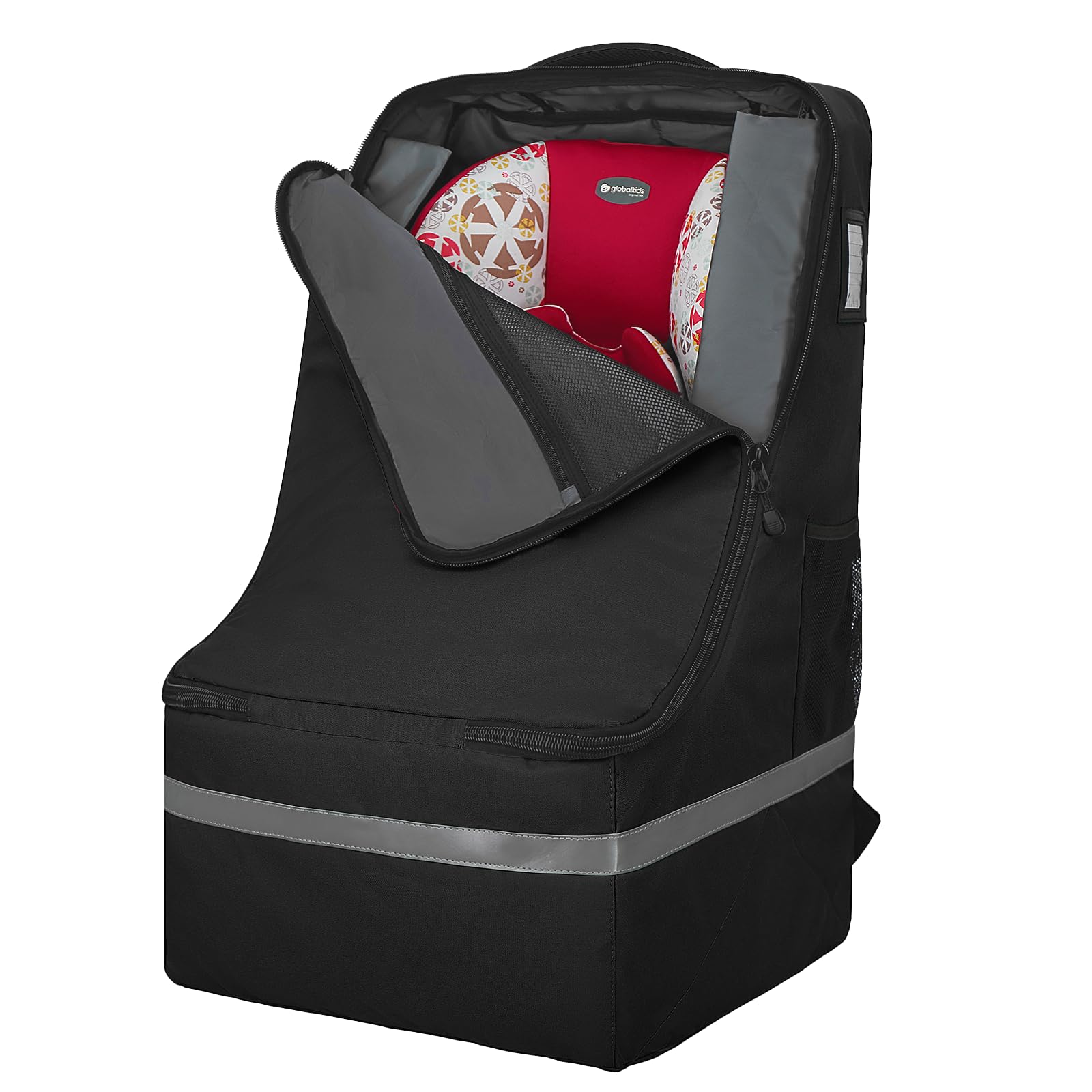 (Similar to stock photo)Car Seat Travel Bag for Airplane,Infant Seat Travel Bag with Shoulder Strap,Padded Car Seats Backpack with Reflective Stripes,Large Carseat Carrier Bag Travel Car Seat Cover, Black