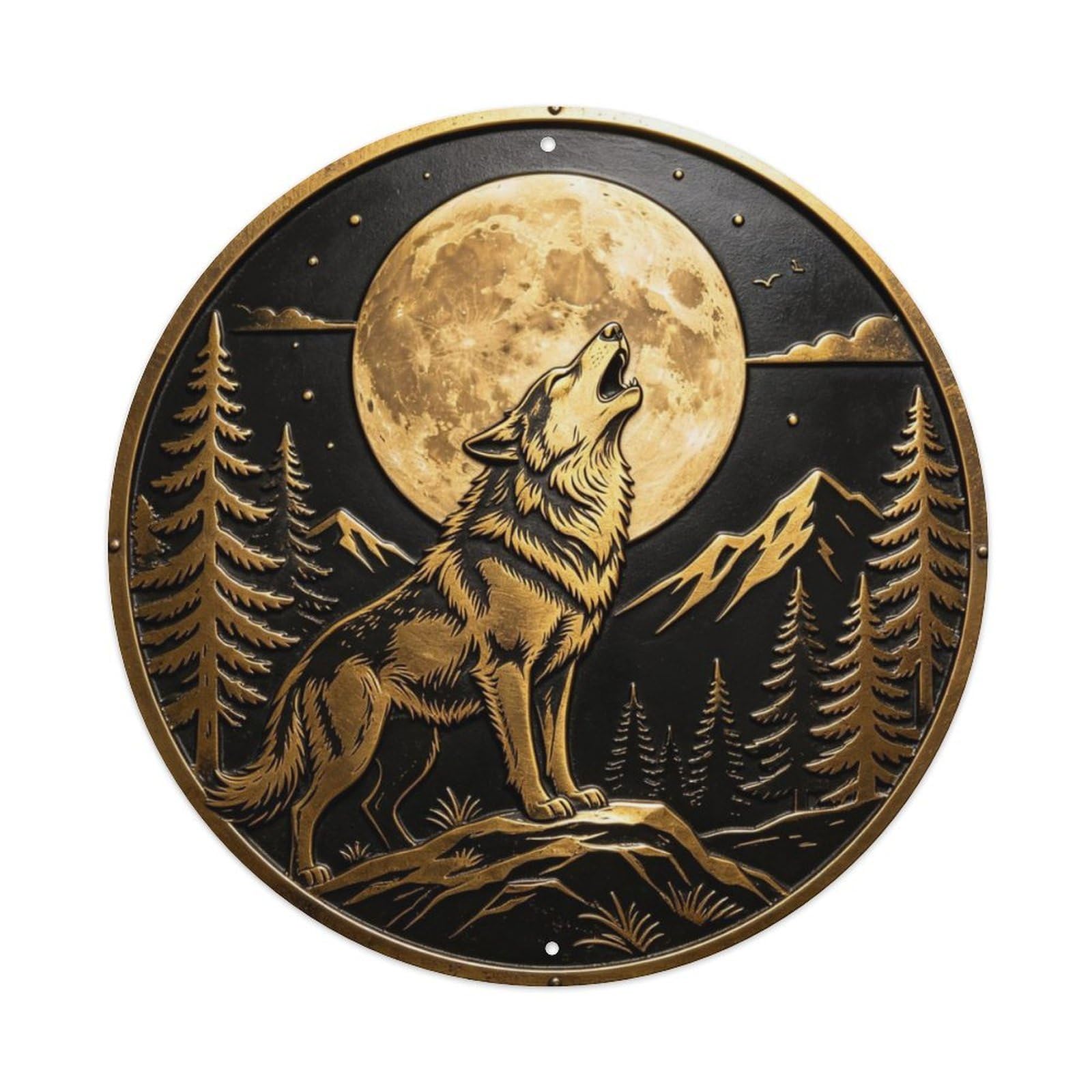 Howling Wolf Full Moon Metal Metal Tin Sign Plaque