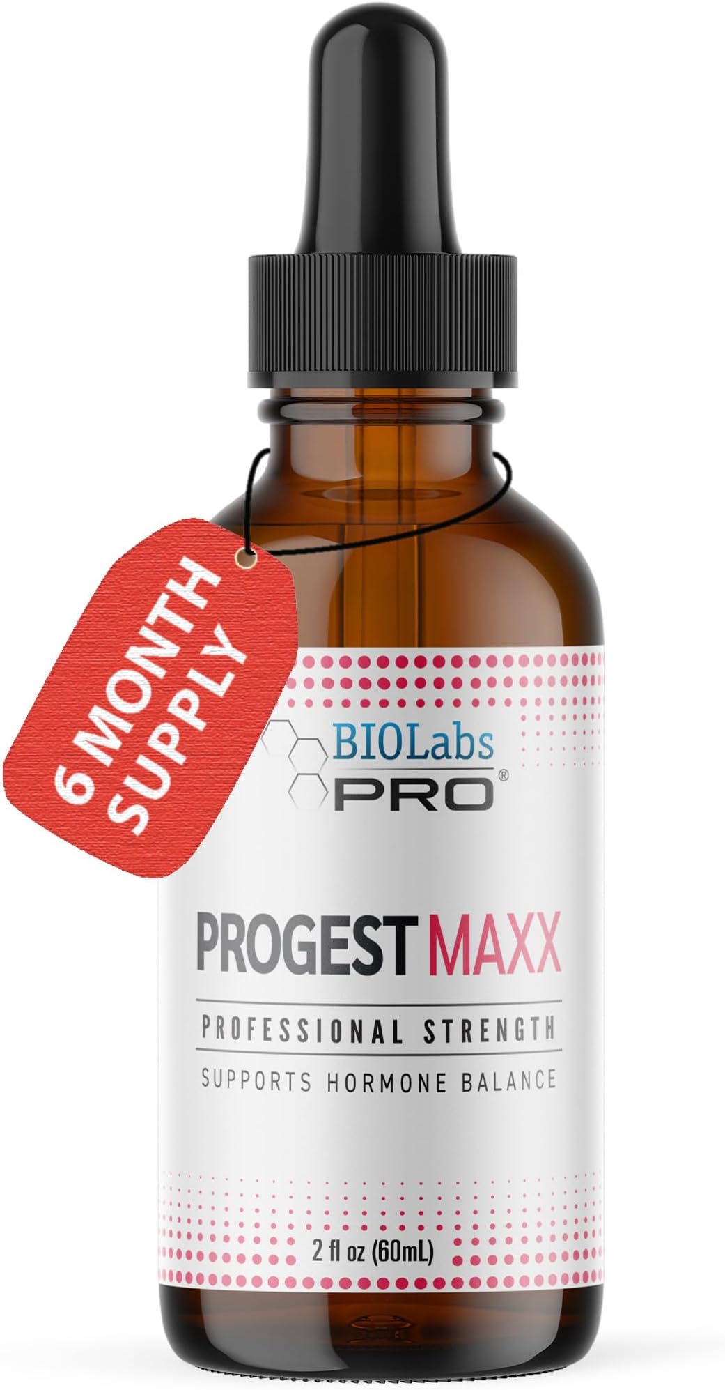 BIOLABS PRO Progest MAXX Progesterone Oil, Natural Bioidentical Progesterone for Women, Hot Flashes & Menopause Support, 2oz Bottle - Six Month Supply