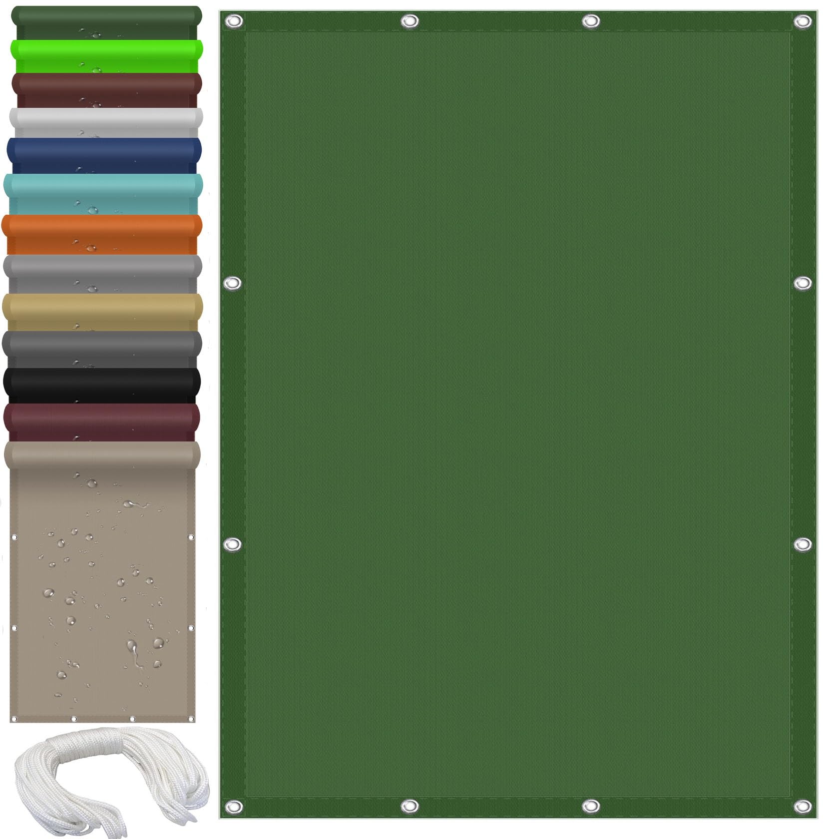 Voile d'ombrage 2x4m imperméable et anti-UV bâche extérieure avec œillets solides