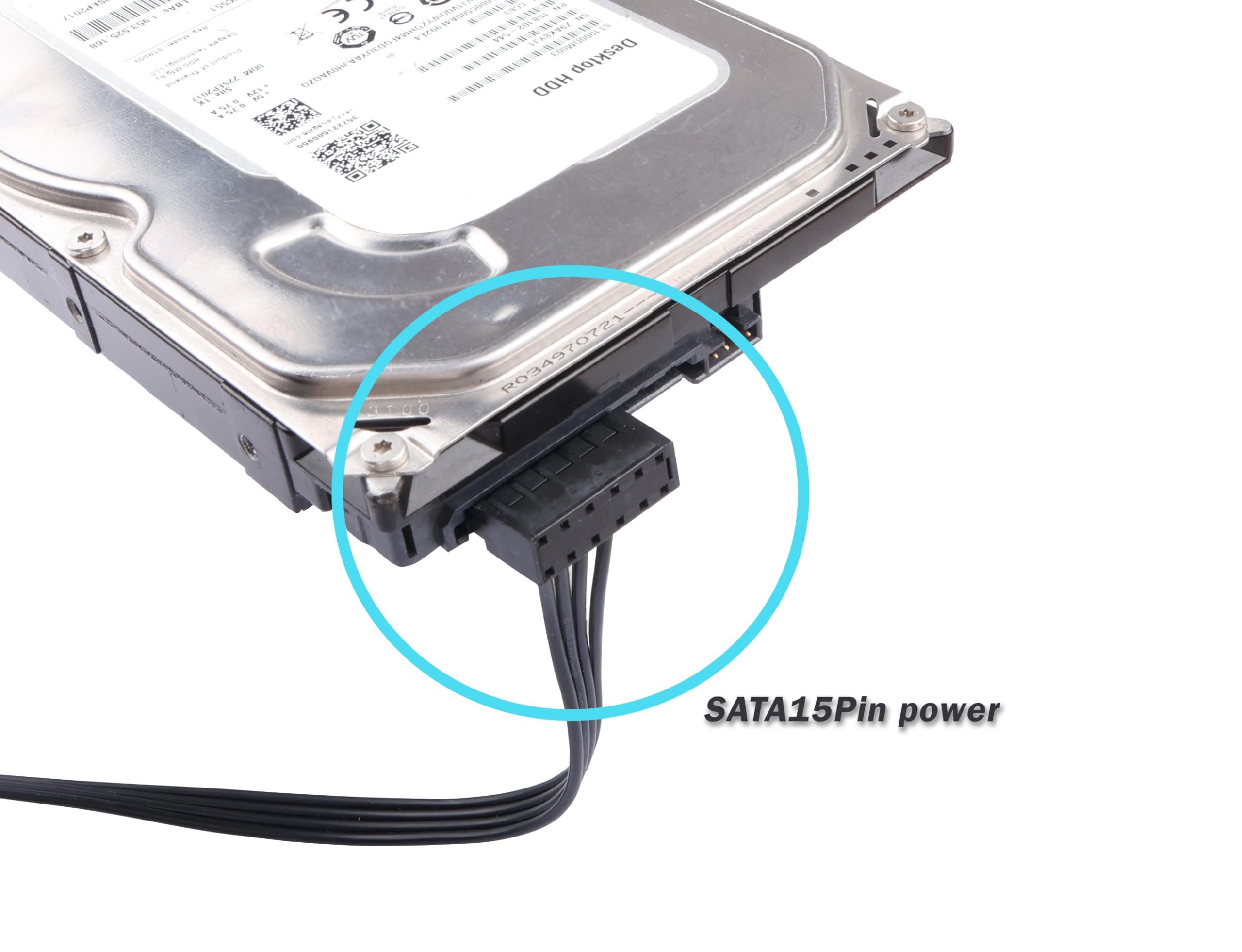 IDE Molex - Cable de alimentación de expansión hembra de 4 pines macho a 5 unidades SATA de 15 pines hembra de cobre estañado de 23.6 pulgadas, 18 AWG, para discos duros mecánicos PC/NAS 4