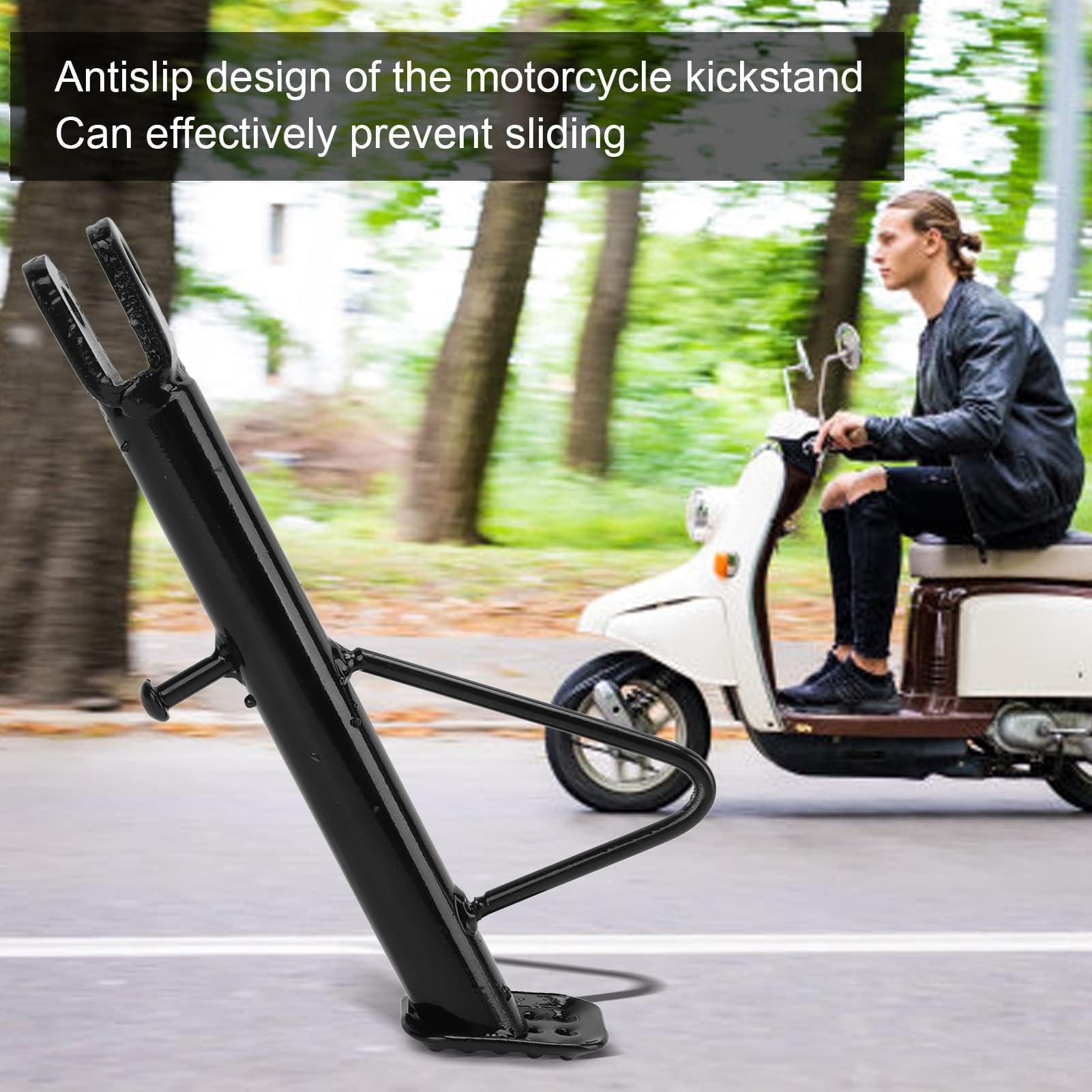 Alomejor Pata de Cabra para Motocicleta Soporte para Pie de Estacionamiento Soporte Lateral para Patinete Soporte Lateral Trasero para Scooter