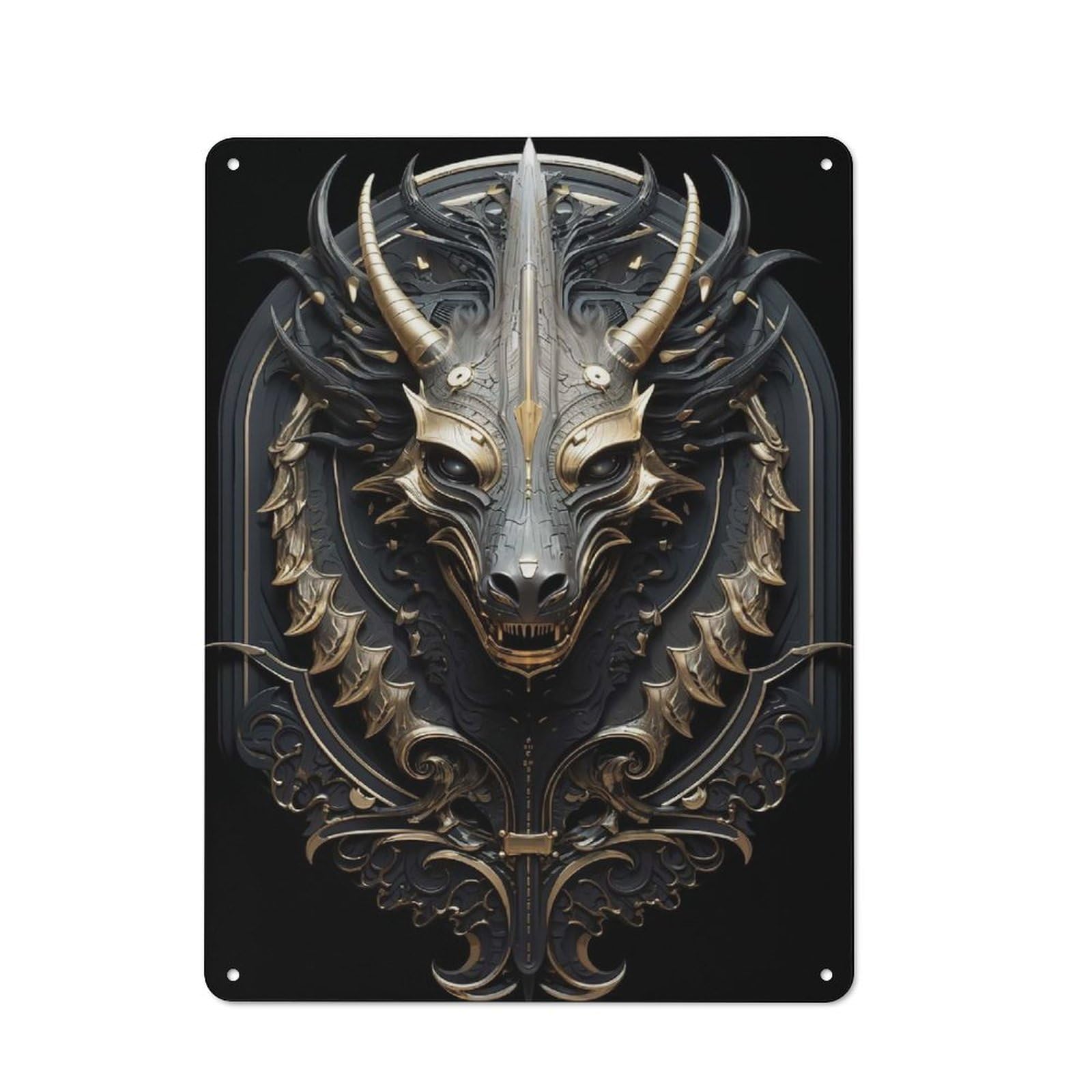 Junmoney Style-21 Regal Monarch Dragon Pride Metal Wall Plaque 40X30cm, Classic Retro Room Decor For Bedroom, Office, Home Bar Or Dining Room