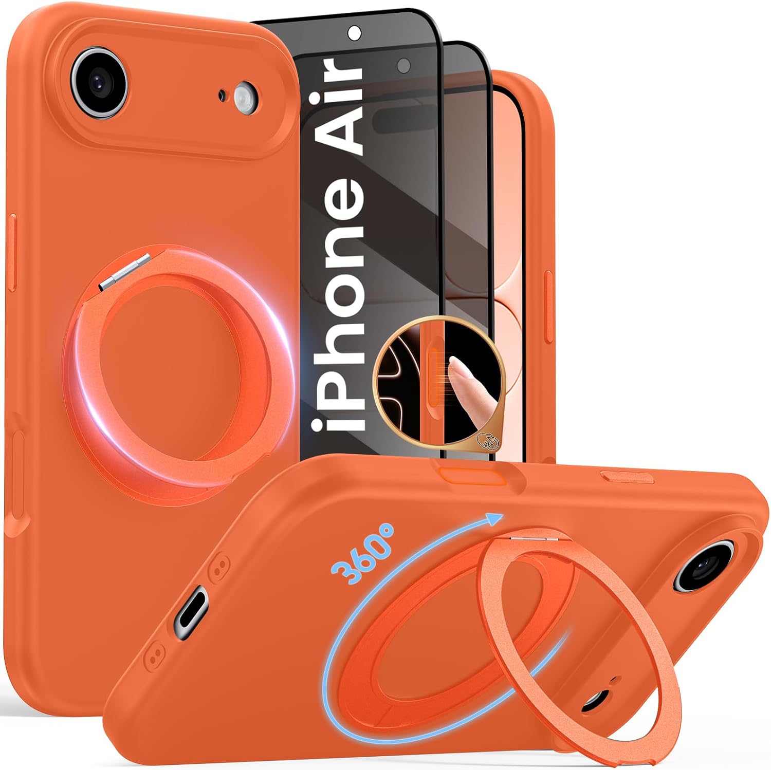 for iPhone Air Case with 360° Magnetic Stand, [2X Privacy Pr