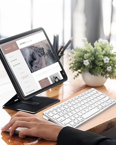 Miniatura 6 de Juego de teclado y mouse Bluetooth inalámbricos, portátil, delgado, silencioso, inalámbrico, compatible con iPadMacMacBookAndroidWindowsPCcomputadora