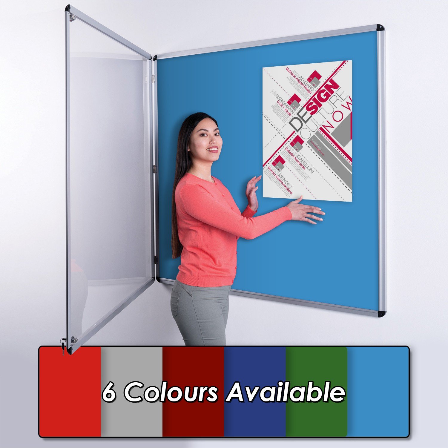 Wonderwall Classic Tamperproof Lockable Felt Light Blue Noticeboard, 120 x 120 cm, Indoor Pinboard with Double Locks and Keys - Ideal for Office, School & Healthcare Displays โ image 1
