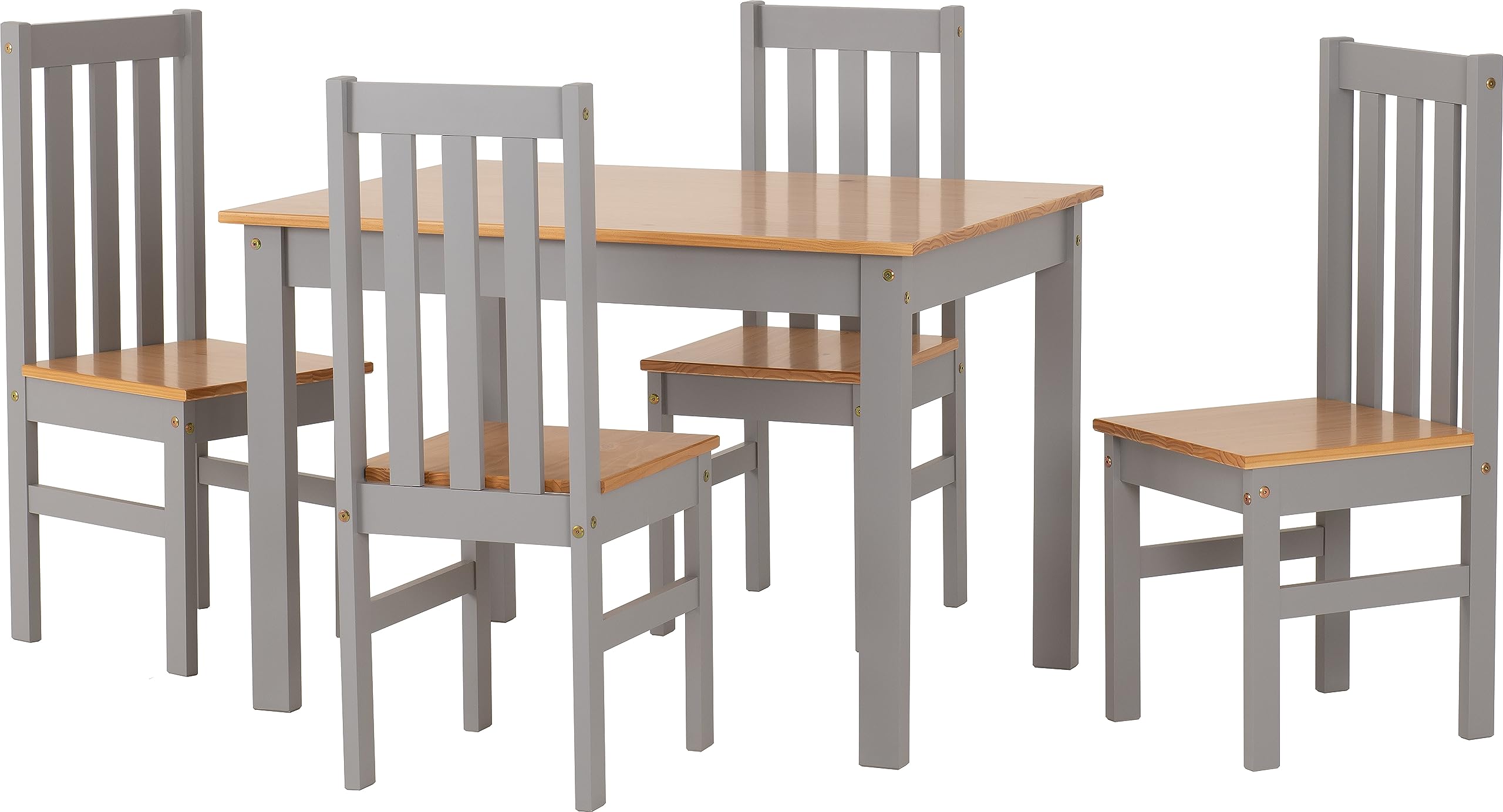 Seconique Ludlow Grey/Oak Effect 1+4 Dining Set - 1 Table & 4 Chairs