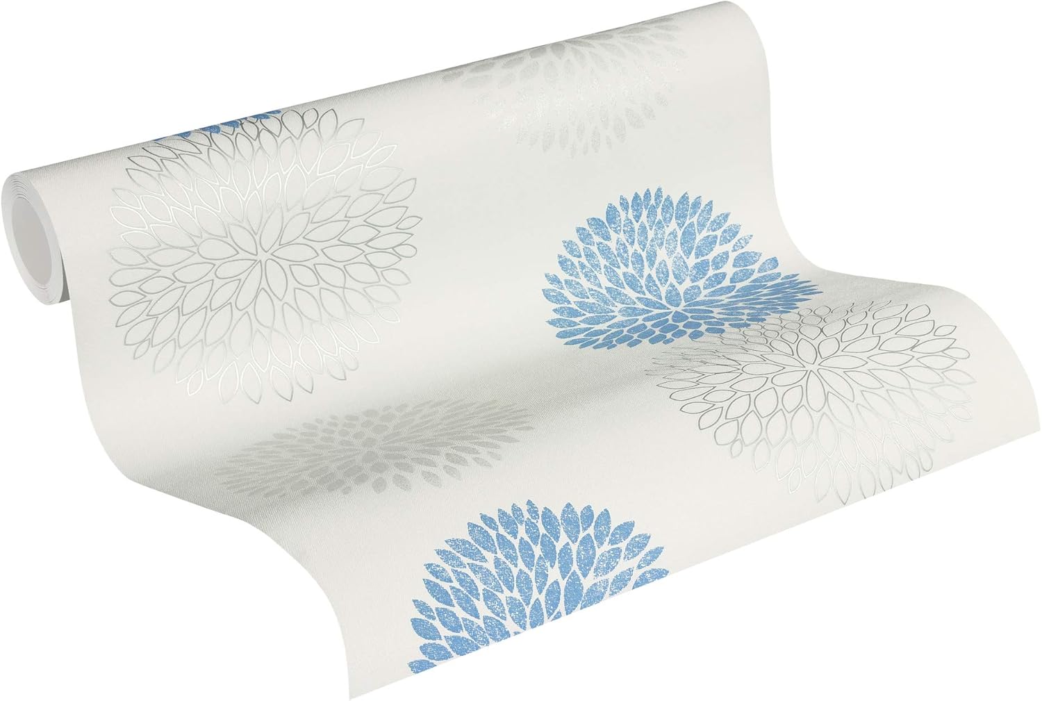 A.S. Creation 37264-2 non woven wallpaper Blooming, Metallic, Blau, Grau