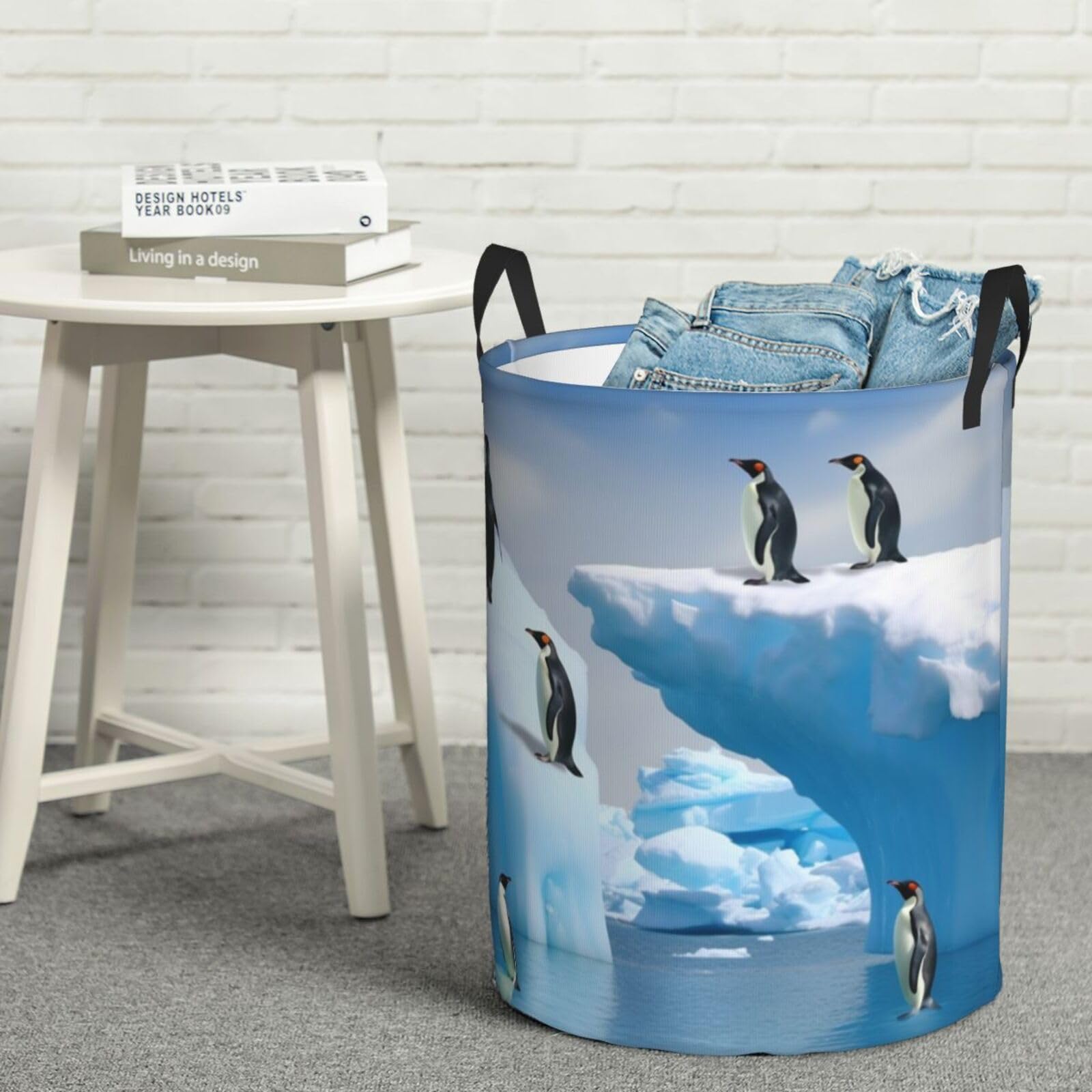 Panier à linge autonome pliable Penguins On The Iceberg grand sac de rangement imperméable