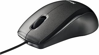 Trust Carve Wired Optical USB Mouse for Computer and Laptop, 800 DPI, 3 Buttons, Left and Right Hand Users , Black/Grey