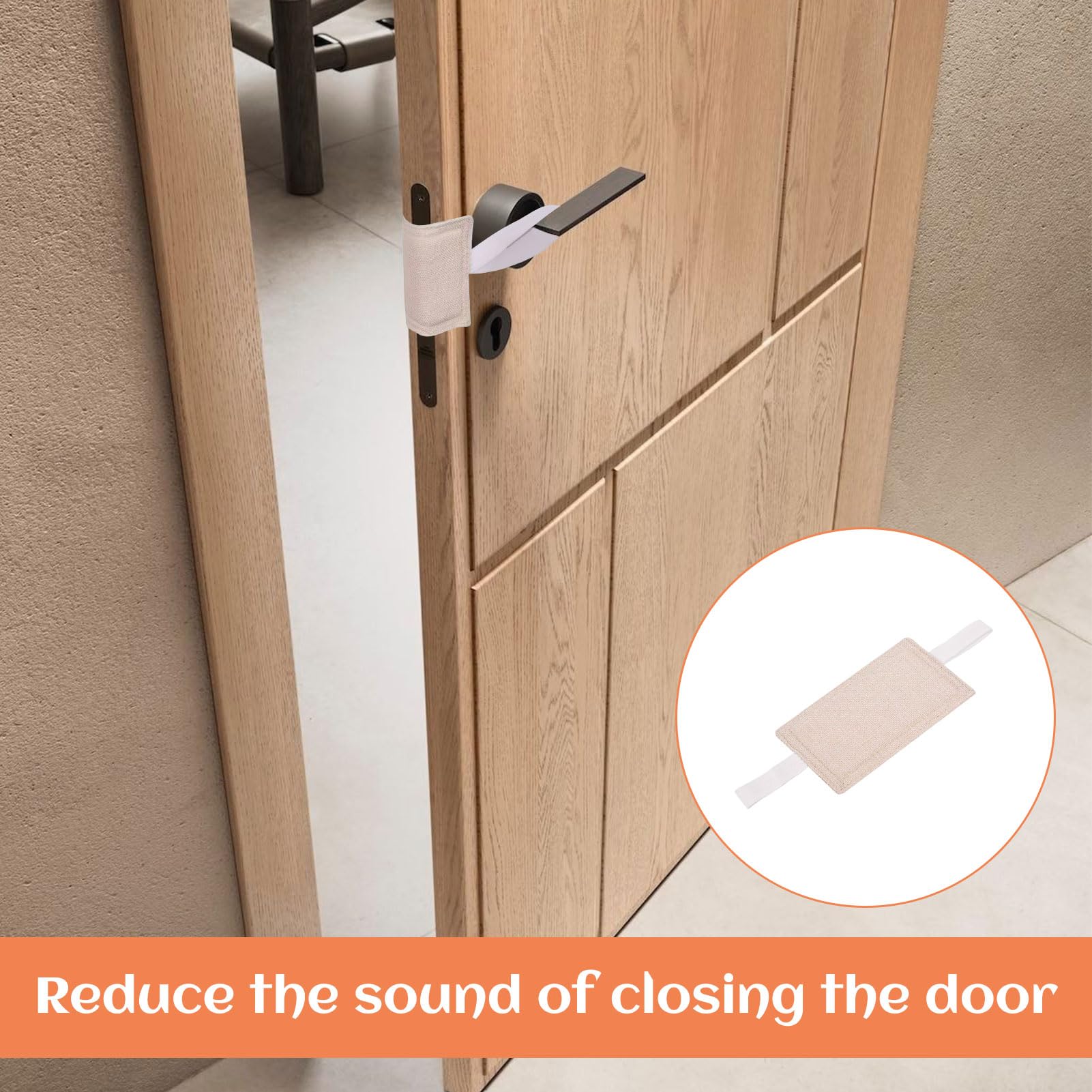 Anti Door Slam with Elastic Bands,3Pcs Door Slam Stopper,4" x 3" Door Silencer,Door Pads Stop Slamming,Quiet Door Closer Cushion,Door Jammer Cushion for Bedroom Nursery Elderly Room(Beige) - Image 4