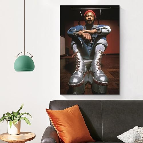 Miniatura 4 de Queosmpei Póster de Marvin Gaye para pared, pintura para decoración de pared del hogar, 12 x 18 pulgadas