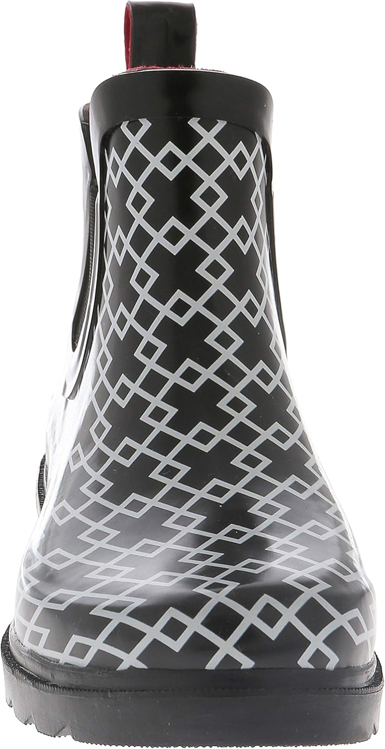 Capelli New York Ladies Modern Argyle Printed Jodhpur Rain Boots Black Combo 8