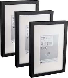 Lot De 3 Cadres Photo 40x60 Cm – Noir, Rectangulaires, Muraux – Style Minimaliste