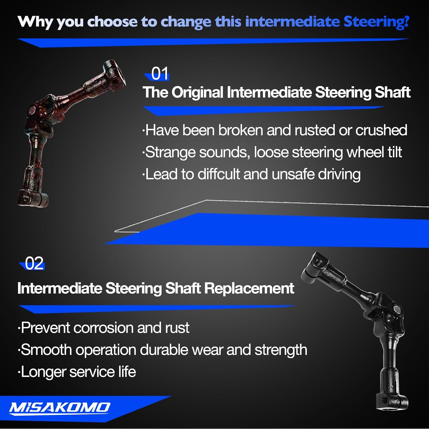 Lower Steering Intermediate Column Shaft Compatible with 2014-2018 Dodge Ram 1500, 2019-2020 Ram 1500 Classic Replace # 55057335AC 55057335AB 55057335AA