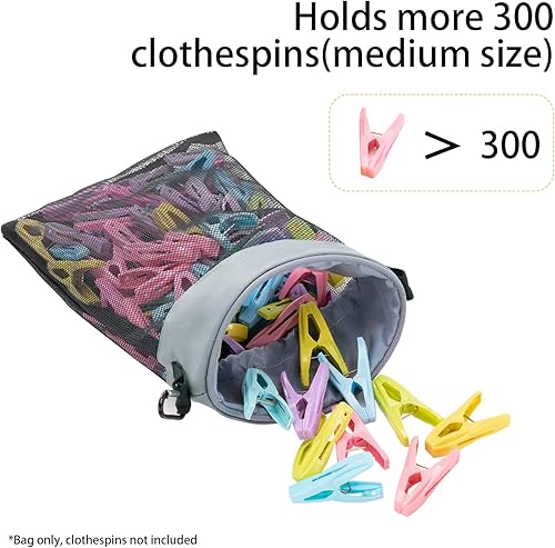 Miniatura 10 de AFUOWER Bolsa de malla para la ropa con ganchos para colgar ropa Pin bolsa con cordón para la ropa titular (verde)