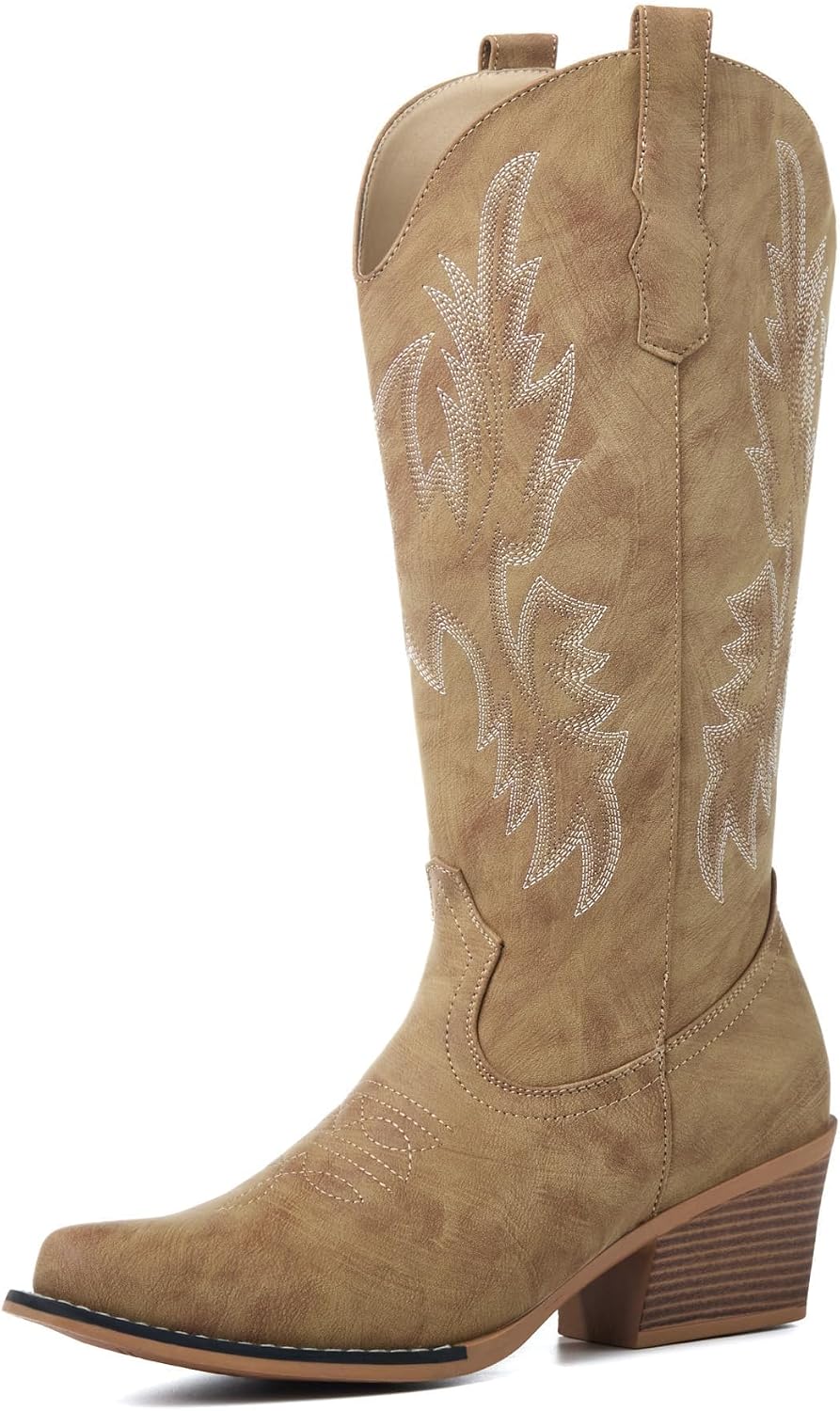 Cowboy Boots for Women, Snip Toe Mid Calf Cowgirl Boots image 4