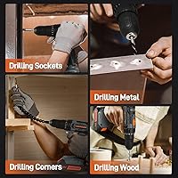 Vista 46 de COMOWARE Juego de herramientas para el hogar con taladro inalámbrico de 20 V, kit de herramientas de mano de 120 piezas para hombres, juego
