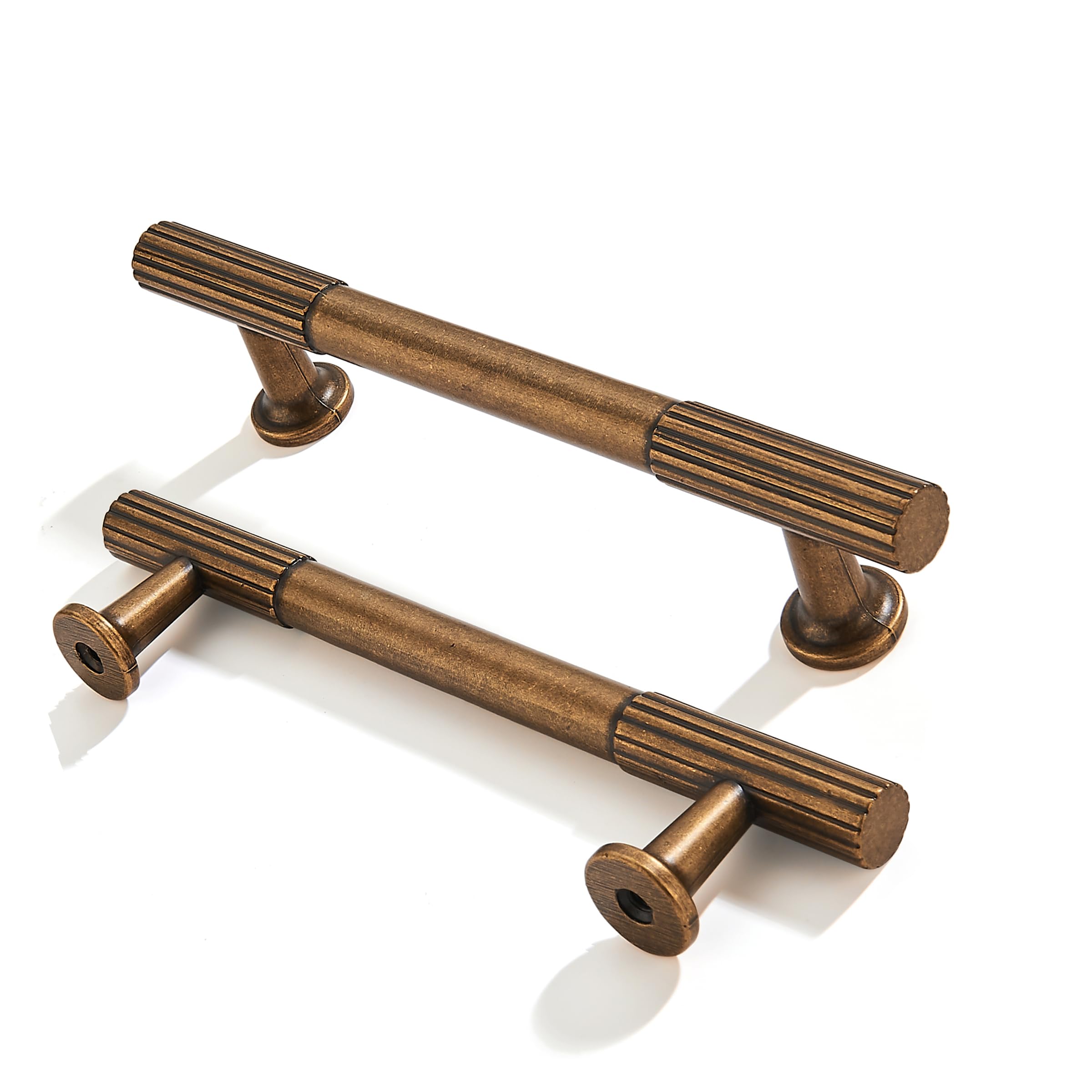 ZAUYX 2-Pack 3-3/4 Inch Hole Center Antique Brass Cabinet Pulls Solid Heavy Duty Cabinet Pull is Suitable for Drawers Dressers Handles Kitchens Bathroom cabinets
