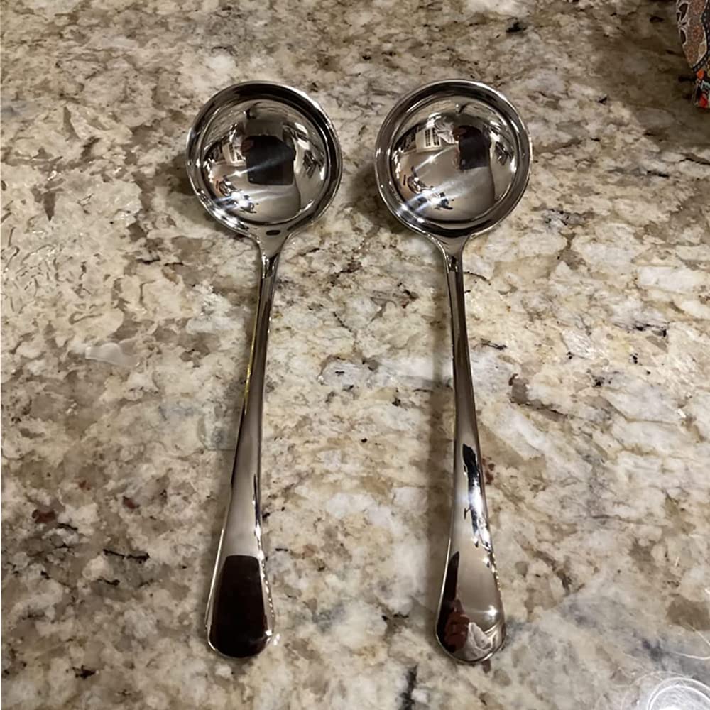 SIAIQIANG 7.9-Inch Silver Small Ladle, Premium 18/10 Stainless Steel,Pack of 2,Ideal for Serving Gravy,Sauce,Soup