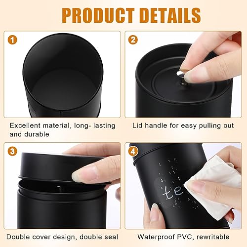 Miniatura 3 de Tanlade 10 latas de té redondas de metal con tapa hermética, recipientes de té de doble sellado, con 1 marcador de tiza borrable y 16 calcomanías