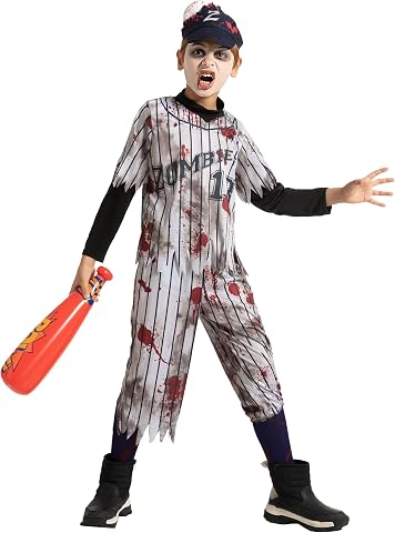 Zombie Baseball Player Costume for Boys - Halloween Kids Costume