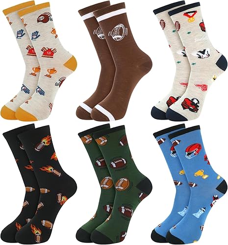 6 pares de calcetines de fútbol novedosos para niños de 8 a 12 años, calcetines atléticos de fútbol, regalos de béisbol, regalos para niños y