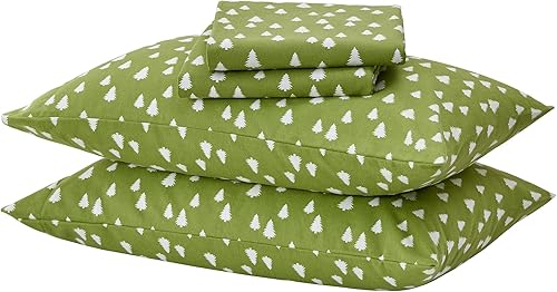 Miniatura 6 de Great Bay Home Juego de sábanas de franela de 4 piezas, 100% algodón turco, tamaño Queen, Winter Lodge  Sábanas y fundas de almohada de algodón