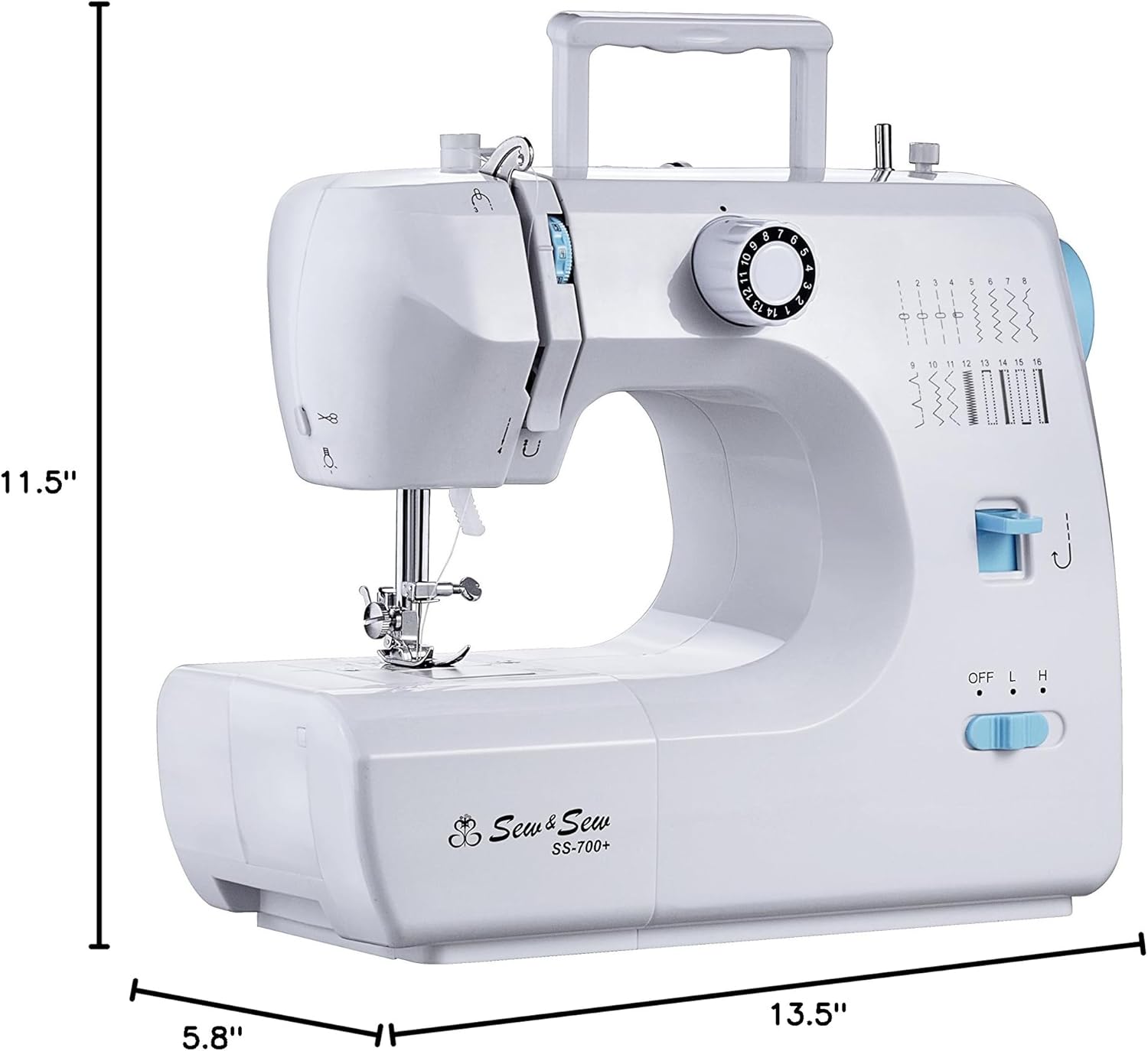 Dimensions of the Michley SS-700+ Professional Desktop Sewing Machine