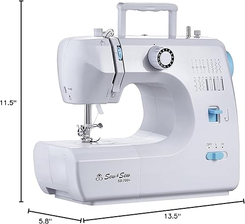 Miniatura 3 de Michley Máquina de coser profesional de escritorio SS-700+, 16 patrones de puntada integrados, 13.5 x 5.8 x 11.5 pulgadas, color blanco