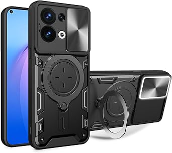 Compatible with Oppo Reno 8 5G Case,with Slide Camera Lens Cover Compatible with Oppo Reno8 5G CPH2359 Case Black